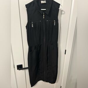 Joseph Ribkoff Black Zipper Midi Dress